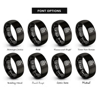 font options for inside engraving on black cable car rings