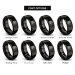 font options for inside engraving on black cable car rings