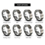 font options for inside engraving on silver cable car rings