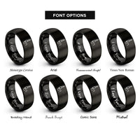 font options for inside engraving on black cable jack rings