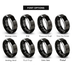font options for inside engraving on black & gray cable plug end rings