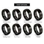 font options for inside engraving on black cable plug end rings