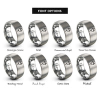 font options for inside engraving on grey cable plug end rings