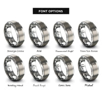 font options for inside engraving on gray cable plug end rings