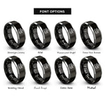 font options for inside engraving on black & gray caboose rings