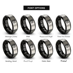 font options for inside engraving on black & gray caboose rings