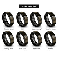 font options for inside engraving on gunmetal & black caboose rings