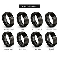 font options for inside engraving on black cactus moon rings