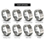 font options for inside engraving on silver cactus moon rings