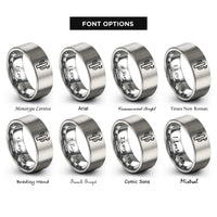 font options for inside engraving on silver cactus moon rings