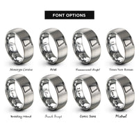 font options for inside engraving on silver cadillac trapeze table rings