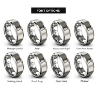 font options for inside engraving on silver cadillac trapeze table rings