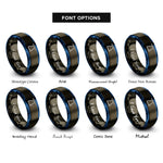 font options for inside engraving on gunmetal & blue cadillac trapeze table rings