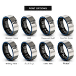font options for inside engraving on black & blue & silver caduceus rings