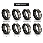 font options for inside engraving on black & grey caduceus rings
