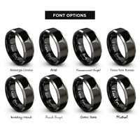 font options for inside engraving on black & gray caduceus rings