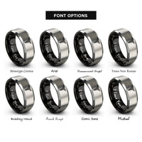 font options for inside engraving on black & silver caduceus rings