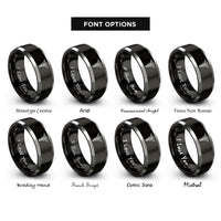 font options for inside engraving on black & silver caduceus hermetic rings