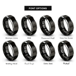 font options for inside engraving on black & grey caffeine molecule rings