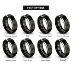 font options for inside engraving on black & silver caffeine molecule rings