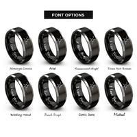 font options for inside engraving on black & silver caffeine molecule rings