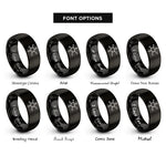 font options for inside engraving on black caffeine molecule rings