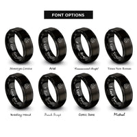 font options for inside engraving on black caffeine molecule rings