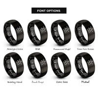 font options for inside engraving on black caffeine molecule rings