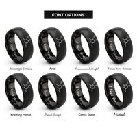 font options for inside engraving on black caffeine molecule rings