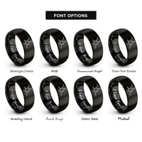 font options for inside engraving on black caffeine molecule rings