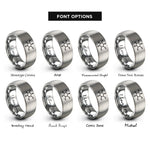 font options for inside engraving on gray caffeine molecule rings