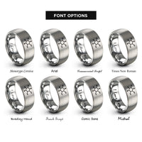 font options for inside engraving on gray caffeine molecule rings