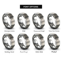 font options for inside engraving on grey caffeine molecule rings