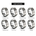 font options for inside engraving on gray caffeine molecule rings