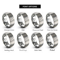 font options for inside engraving on gray caffeine molecule rings