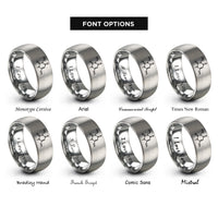 font options for inside engraving on grey caffeine molecule rings
