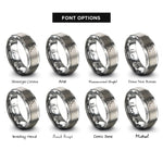 font options for inside engraving on gray caffeine molecule rings