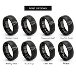 font options for inside engraving on black cairn pattern rings