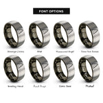 font options for inside engraving on gunmetal & silver cairn pattern rings