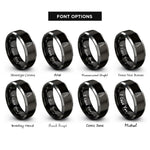 font options for inside engraving on black & gray cairn stack rings