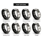 font options for inside engraving on black & silver cairn stack rings