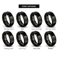 font options for inside engraving on black cairn stack rings