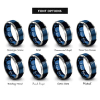 font options for inside engraving on blue & silver cairn stack rings