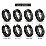 font options for inside engraving on black & grey cajon rings