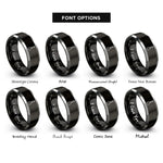 font options for inside engraving on black & silver cake icing spatula rings