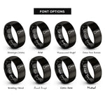 font options for inside engraving on black cake icing spatula rings
