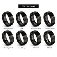 font options for inside engraving on black cake icing spatula rings