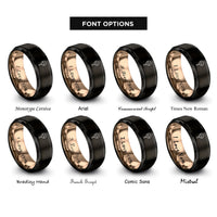 font options for inside engraving on black & rose gold cake pop rings