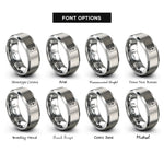font options for inside engraving on grey calcium ca rings