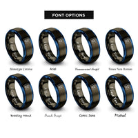 font options for inside engraving on gunmetal & blue calcium ca rings